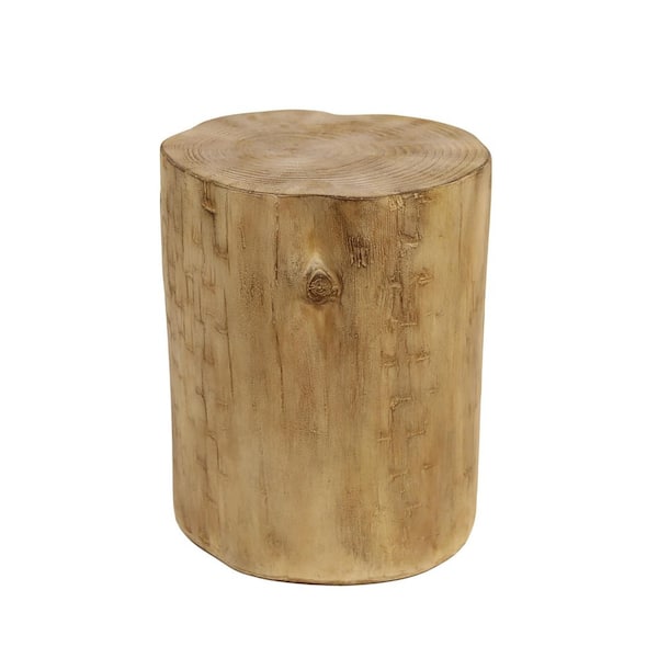 Sudzendf Light Brown Hand-Painted Wood Stump Style Outdoor Side