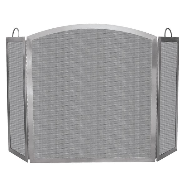 UniFlame Stainless Steel 3-Panel Fireplace Screen with Handles