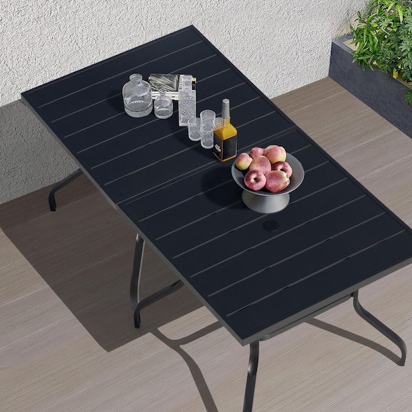 Nuu Garden Black Square Metal Outdoor Patio Dining Table with