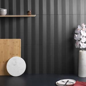 Level Concave Charcoal 3.95 in. x 15.74 in. Matte Ceramic Wall Tile (3.44 Sq. Ft./Case)