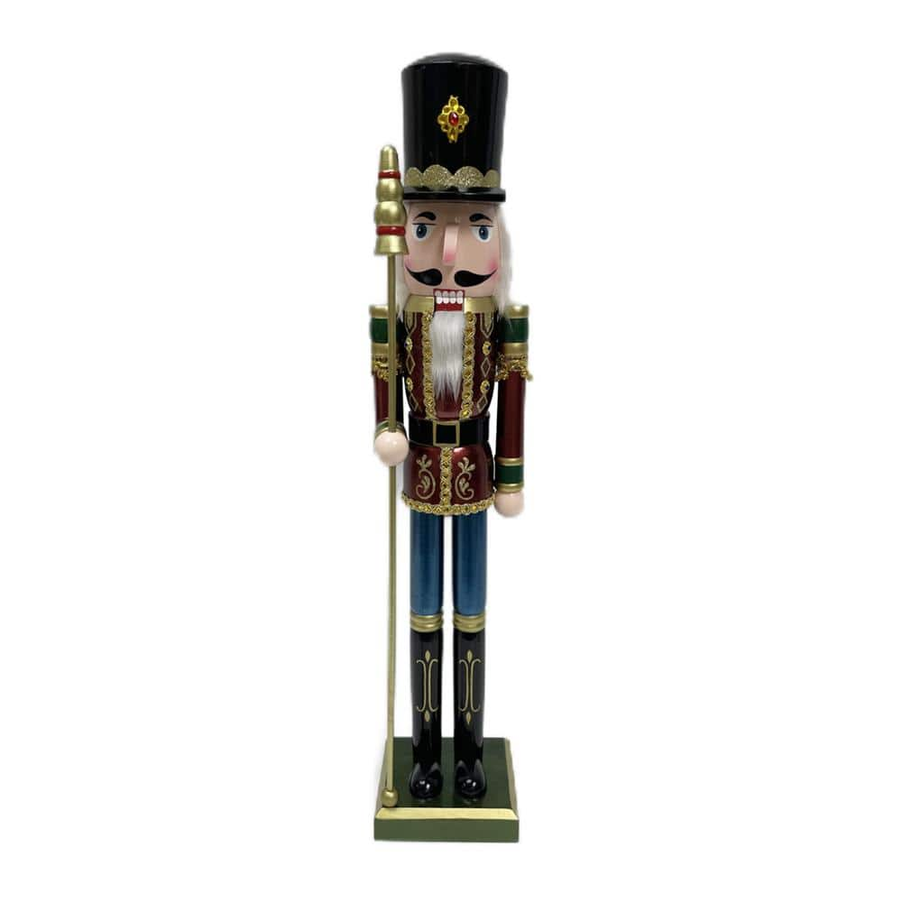 Home Accents Holiday 22 in Red-Gold Nutcracker With Staff HD180149C ...