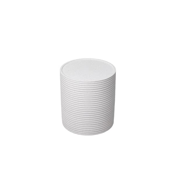 Sudzendf Creamy White 15.2 in. x 16.5 in. H Small Round Magnesium Oxide Outdoor Side Table Garden Accent Table