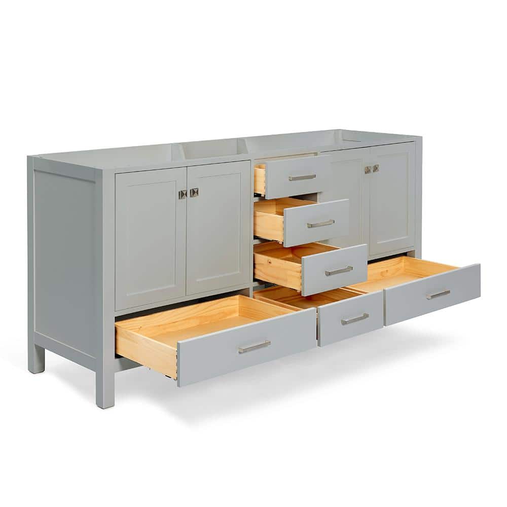 Cambridge 72" Grey Solid Wood Double Freestanding Vanity Cabinet