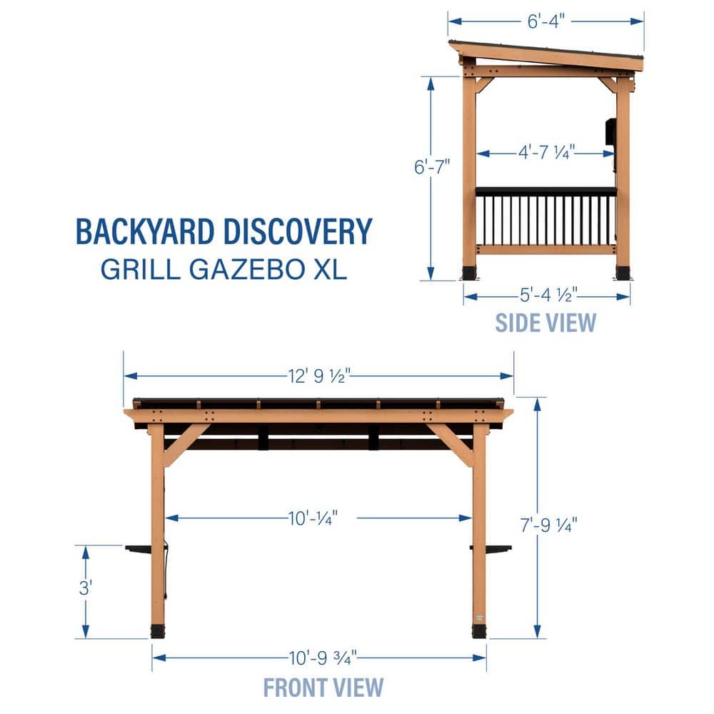 Saxony XL Cedar and Black Steel Grill Gazebo