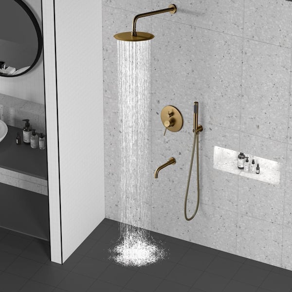 CASAINC 1-Spray Patterns Round 10 in. Wall Mount Dual Shower Heads 