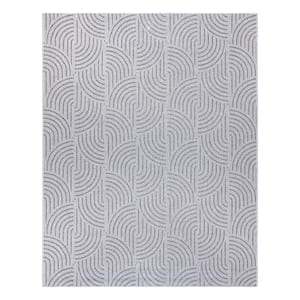 Ringley Michele Silver 8 ft. x 10 ft. Geometric Indoor/Outdoor Area Rug