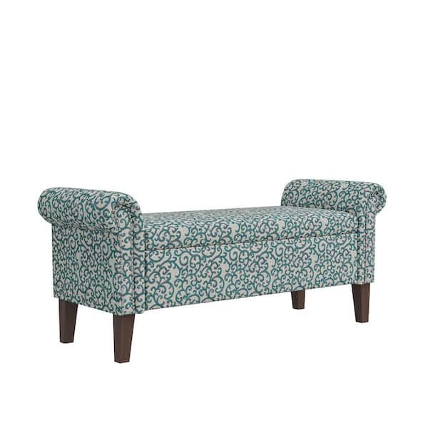 Teal rolled armed newest storage ottoman