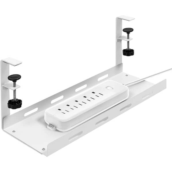 Under Desk Cable Management Tray 16.5 Organizer with Upgraded Clamp No Drilling White Set for Workspace Efficiency