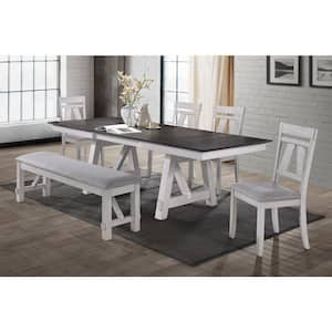 New Classic Furniture Maisie 6-piece Wood Top Rectangle Dining Set with Bench, White and Brown
