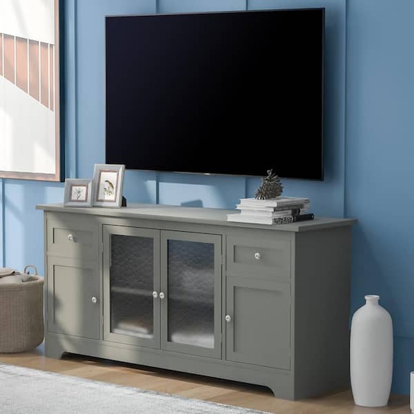 Z-joyee Wood Storage Sideboard with 4-Doors Adjustable Panels