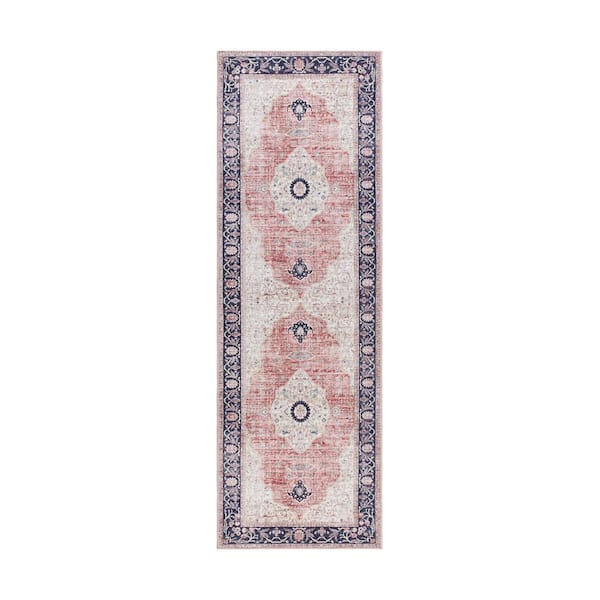CREATIVE HOME IDEAS Imagine Chenille Constance Blush 2 ft. x 5 ft. Medallion Polyester Area Rug