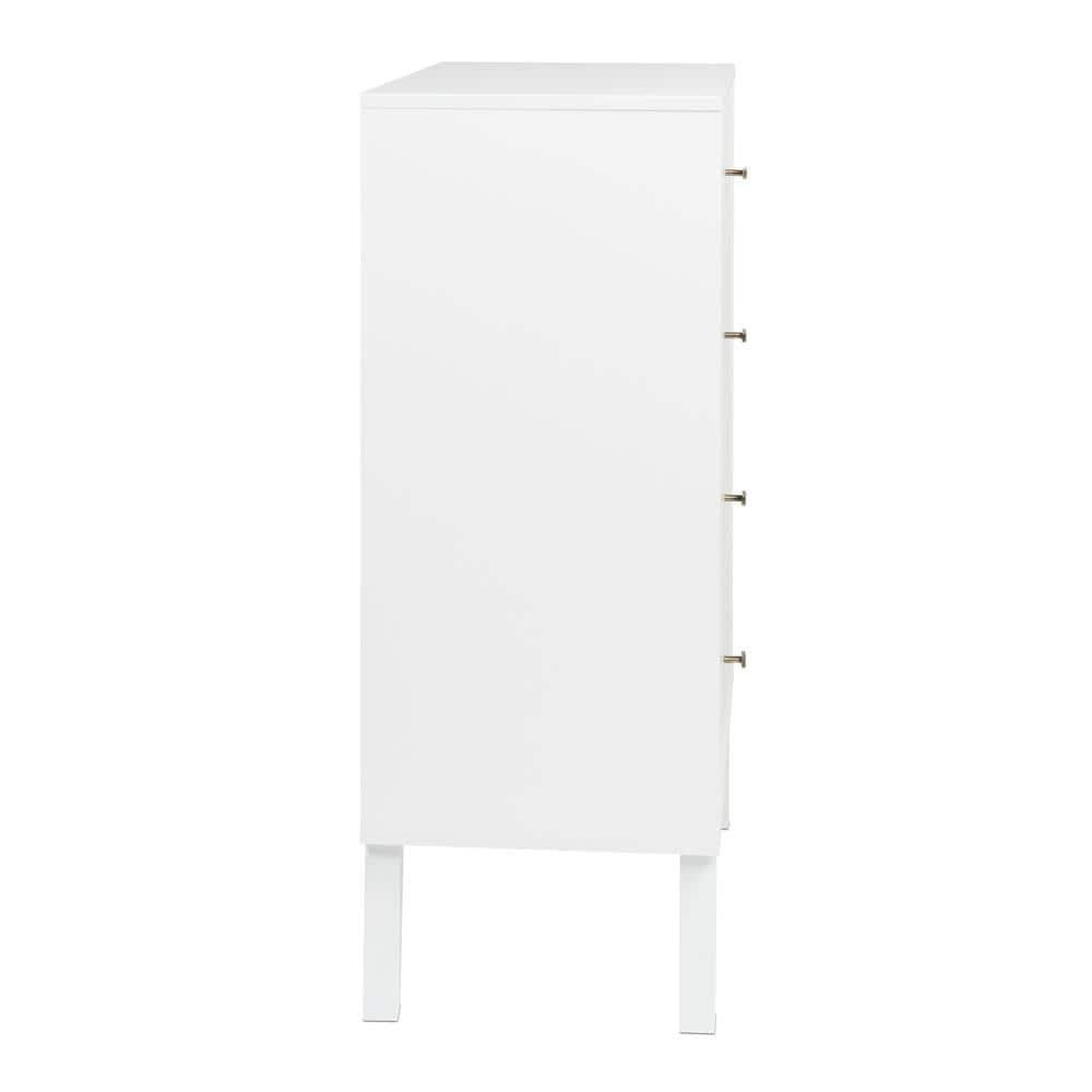 White Mid-Century Modern 4-Drawer Vertical Chest