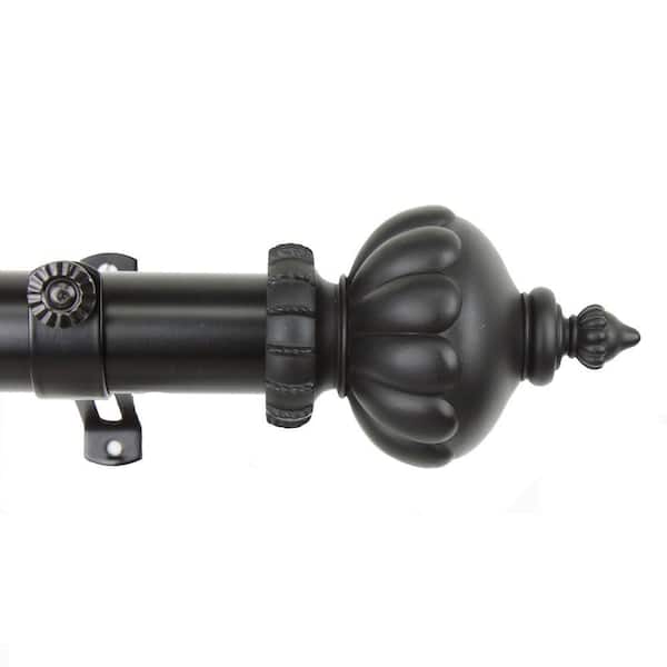 Unbranded 28 in. - 48 in. 1.5 in. O.D. Imperial Single Curtain Rod Set in Black