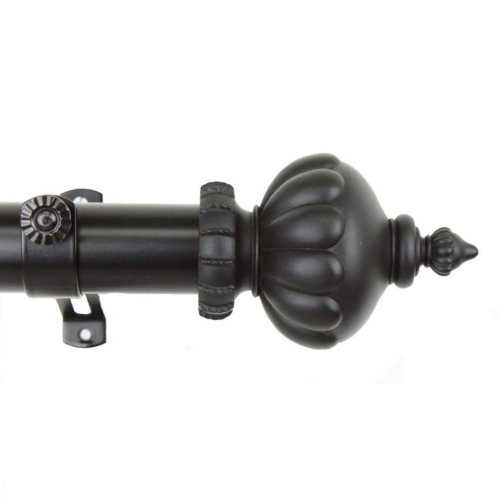 66 in. - 115 in. 1.5 in. O.D. Imperial Single Curtain Rod Set in Black