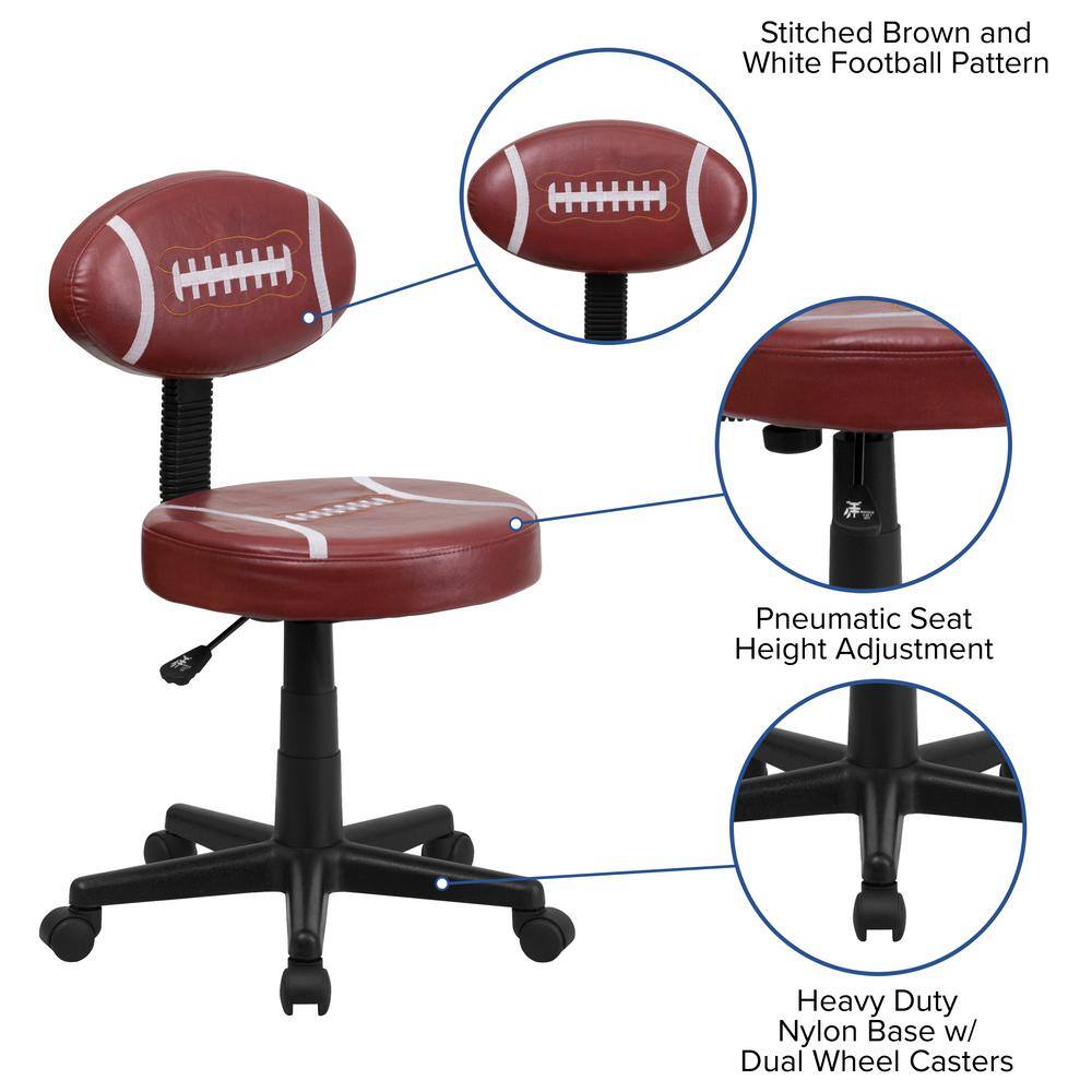 Gridiron Glory Brown Vinyl Swivel Task Chair with Metal Base