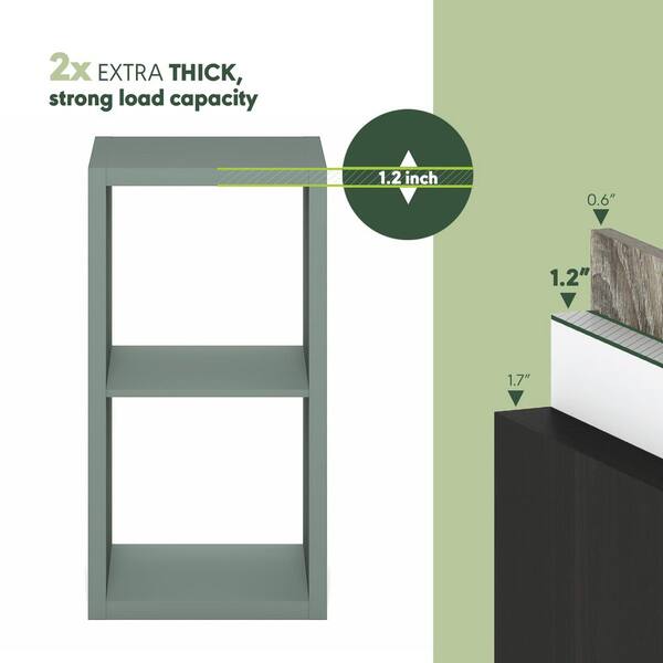 Furinno CUBICLE 29.92 in. Tall Sage Green Wood 2-Shelf Bookcase