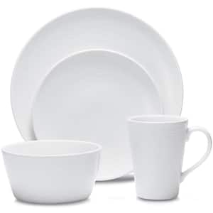 Colorscapes White-on-White Swirl 4-Piece (White) Porcelain Coupe Place Setting, Service for 1