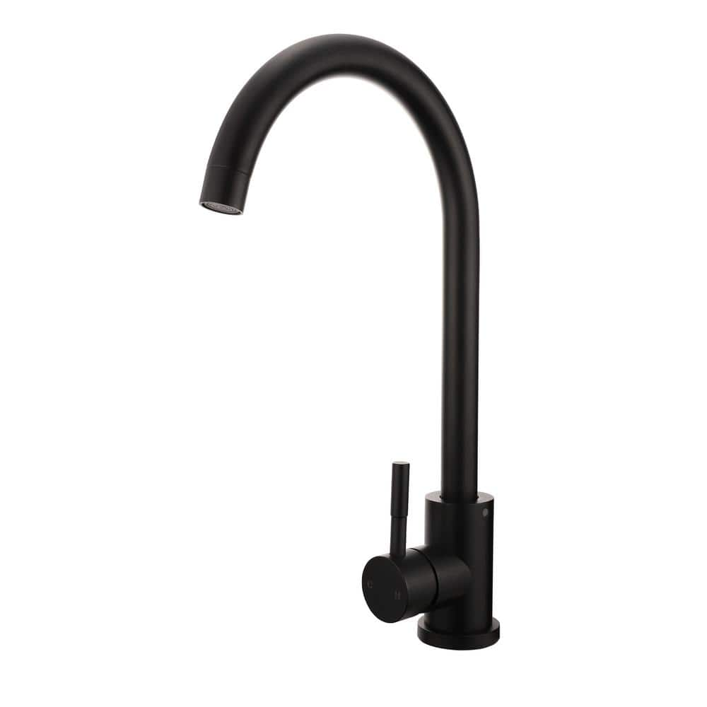  Single Handle Deck Mount Standard Kitchen Faucet in Black