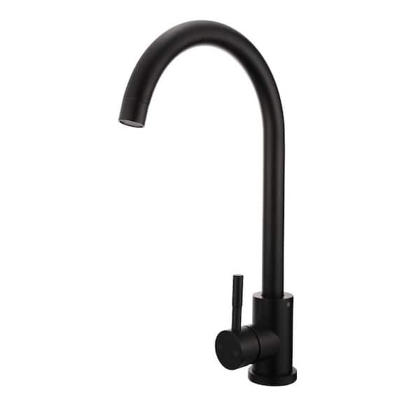 Single Handle Deck Mount Standard Kitchen Faucet in Black