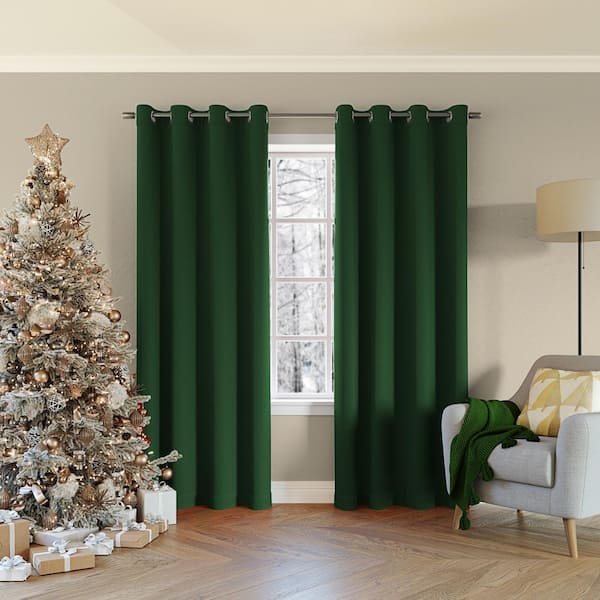 Sun Zero Saxon Energy Saving Evergreen Polyester 54 in. W x 63 in. L Grommet Blackout Curtain (Single Panel)