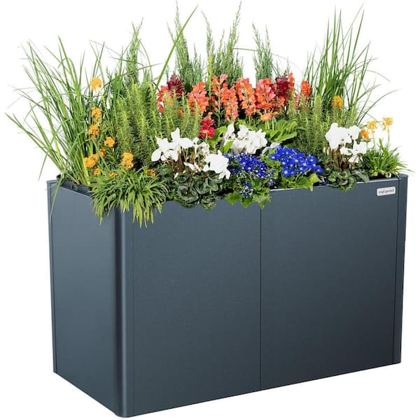 vego garden 32 in. Extra Tall Modern Raised Garden Bed 27" x 53" Heavy Metal Planter Box Double Walled Steel Planter Midnight Blue