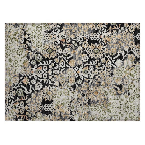 Chantille Machine Washable Indoor/Outdoor Abstract ACN2584 Black 2 ft. x 3 ft. Accent Rug