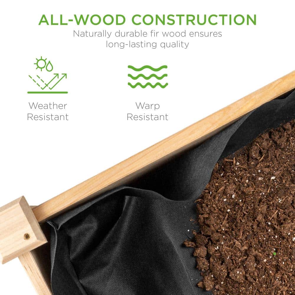 Natural Fir Wood Elevated Garden Planter with Liner, 48"