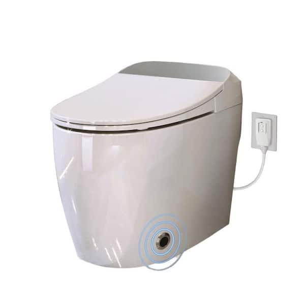 1-Piece 1.28 GPF Single Flush Elongated Shape Smart Toilet in Glossy White