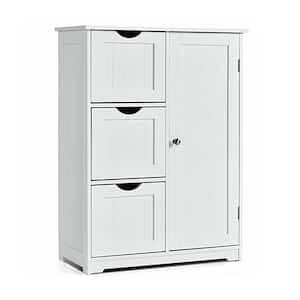 24 in. W x 12 in. D x 32 in. H White MDF Freestanding Bathroom Linen Cabinet Floor Cabinet Side Storage Cabinet