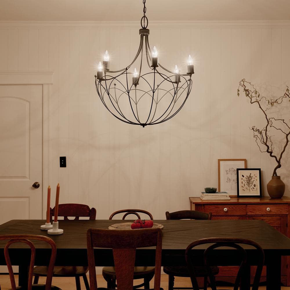 Topiary 28.25 in. 6-Light Textured Black Vintage Candle Circle Chandelier for Dining Room price history on PriceWatchPro