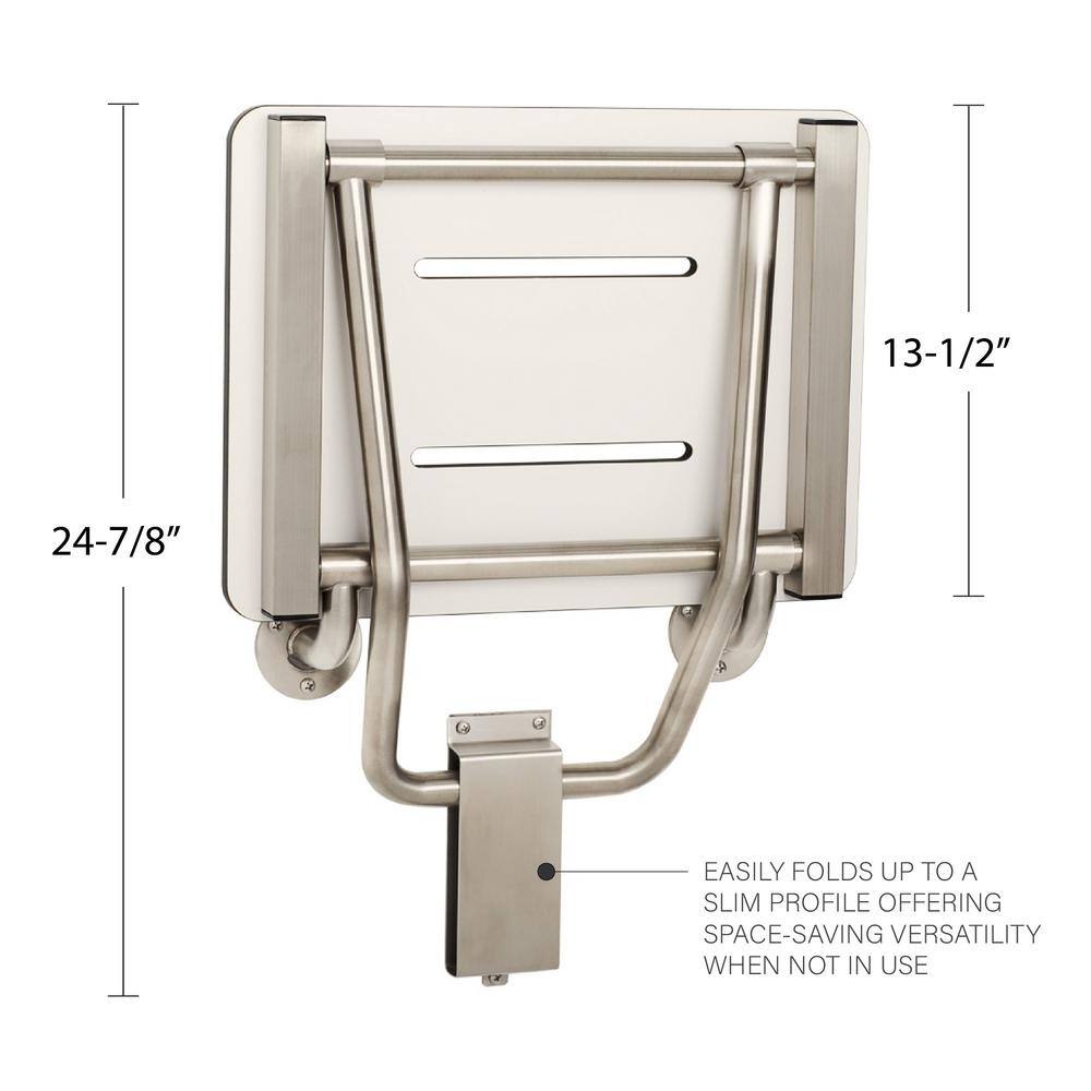18" White Matte Folding Wall Mount Shower Seat