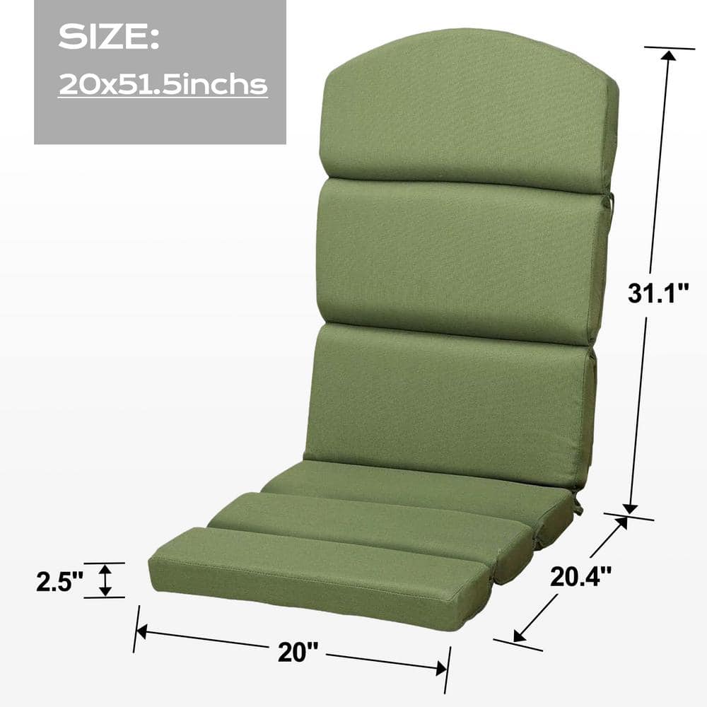 Aoodor Patio Chair Cushions for Adirondack Chairs, High-Back Design, 52"x20"x2.5" Olefin Fabric Slipcovers with Ties, for Outdoor Furniture, Set of 2