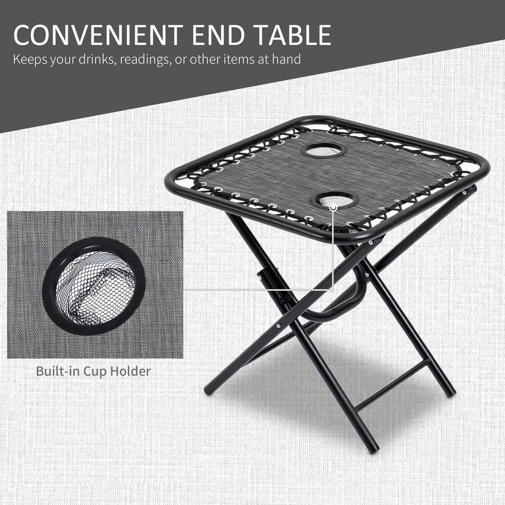 Outsunny Gray Steel Zero Gravity Reclining Chair Set with Table