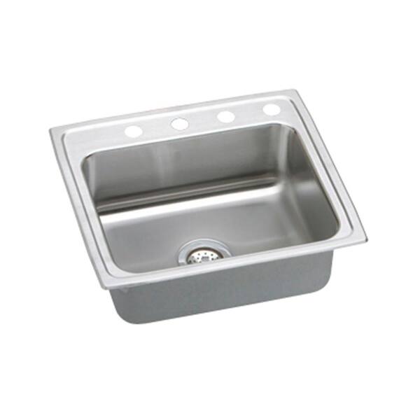 Elkay Gourmet Lustertone Drop-In Stainless Steel 22 in. 4-Hole Single Bowl Kitchen Sink in Satin