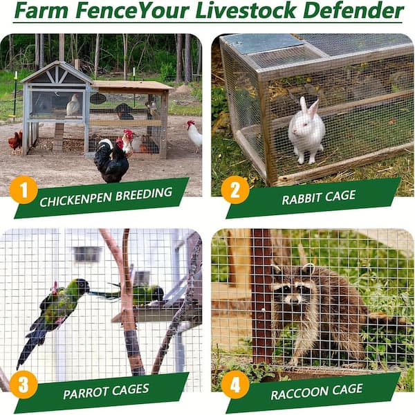 48 in. x 100 ft. 19-Gauge Reinforced Hot-Dip Galvanized Poultry Fencing, 1/2 in. Grid