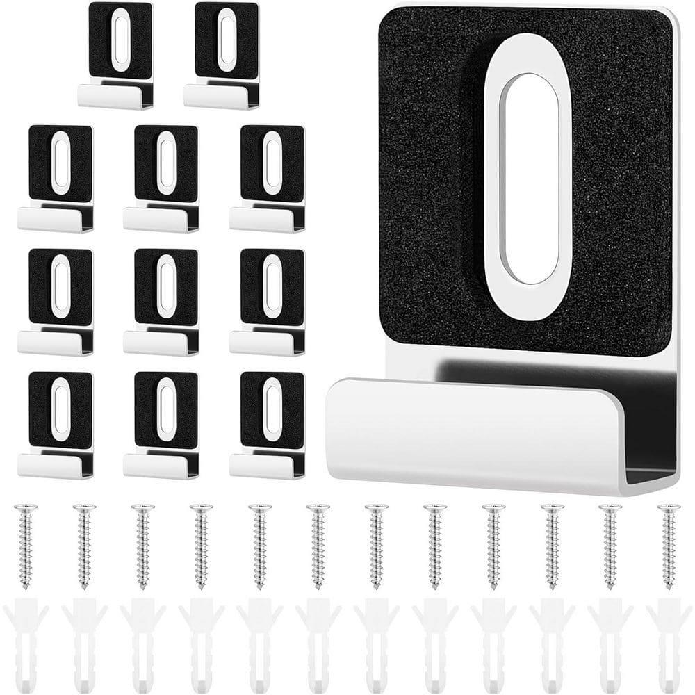 Silver Metal Mirror Holder Clips 12 Pack Heavy Duty Frameless Mounting Kit 