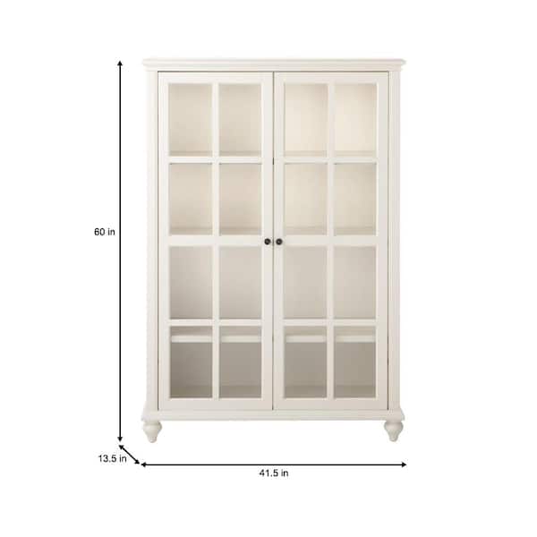 Hamilton Off-White 60 in. 4-Shelf Bookshelf with Adjustable Shelves