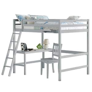Caspian Gray Full Loft With Chair and Hanging Nightstand
