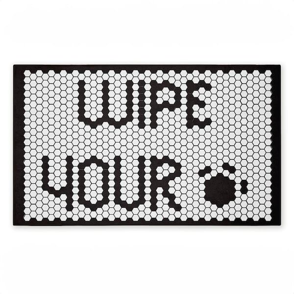 Wipe Your Paws Mosaic Pattern Black 18 in. x 30 in. Polyester Non-Slip Outdoor Door Mat