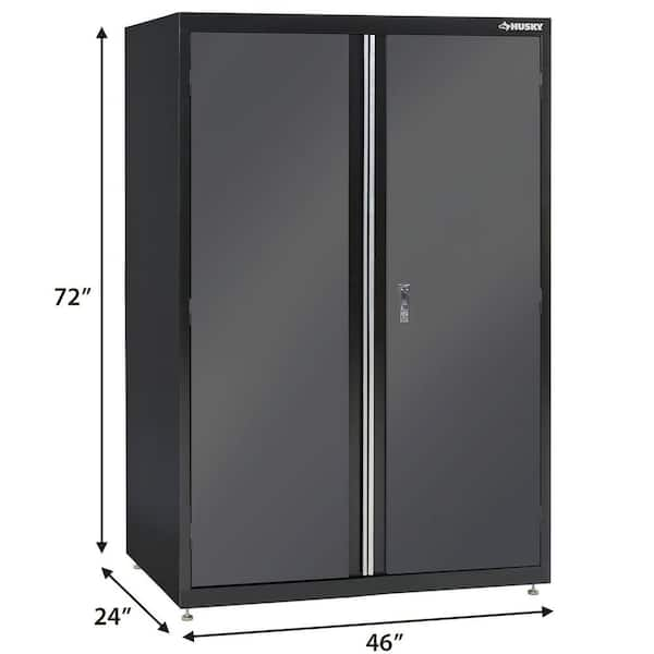 Heavy Duty 3-Shelf 22-Gauge Welded Steel Garage Storage Cabinet in Black and Gray (46 in W x 72 in. H x 24 in. D)