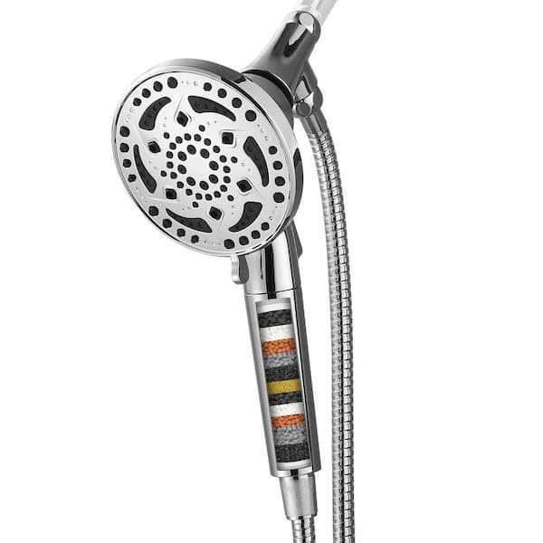 7-Spray Pattern 4.92 in. Wall Mount Handheld Shower Heads 1.8 GPM with Filter Removable Shower hose in Chrome