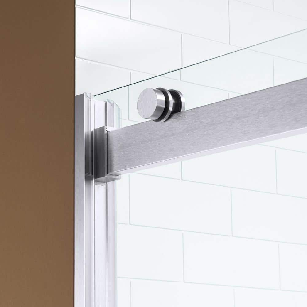 60" Chrome Frameless Sliding Shower Door with Clear Glass