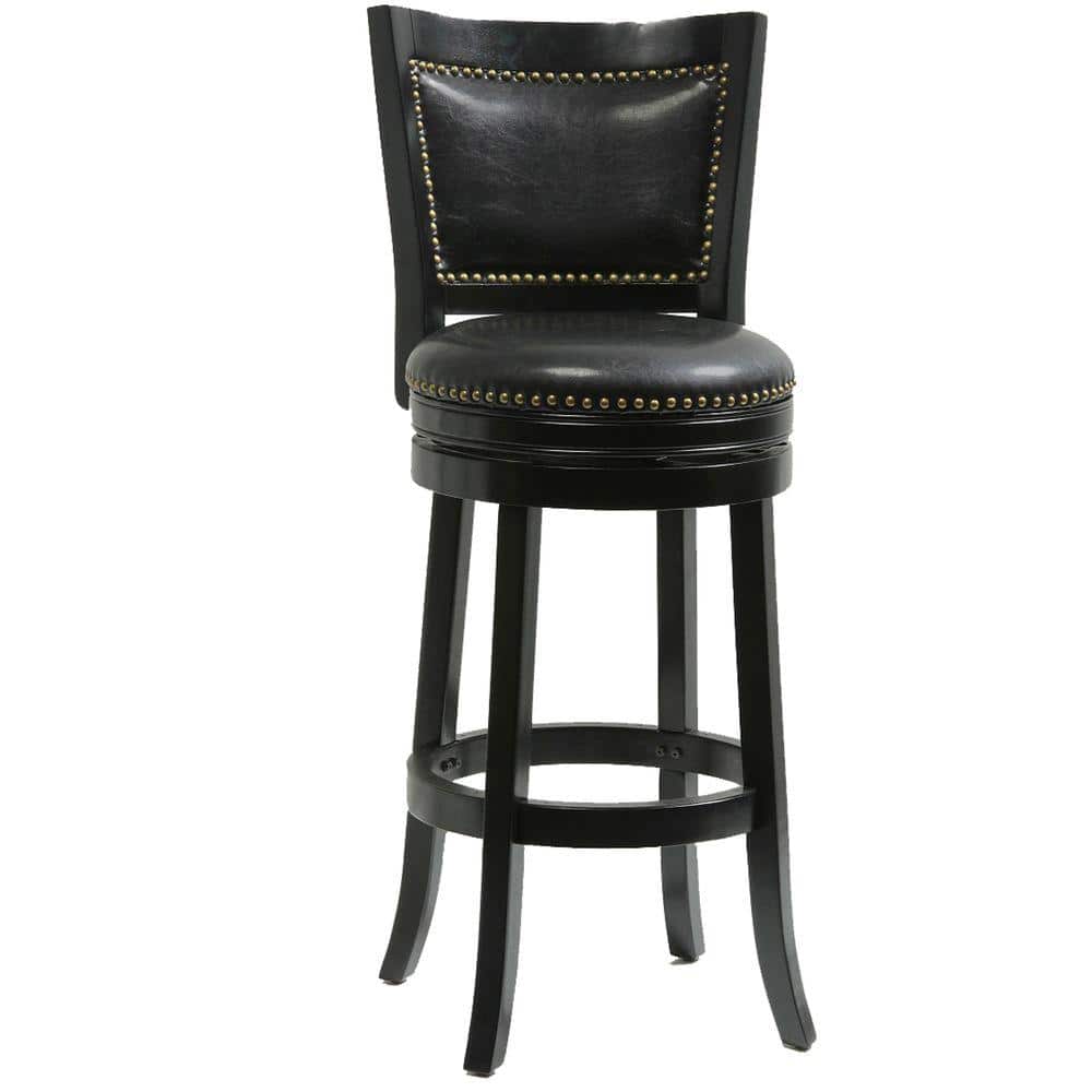Bristol 29 in. Black Swivel Cushioned Bar Stool