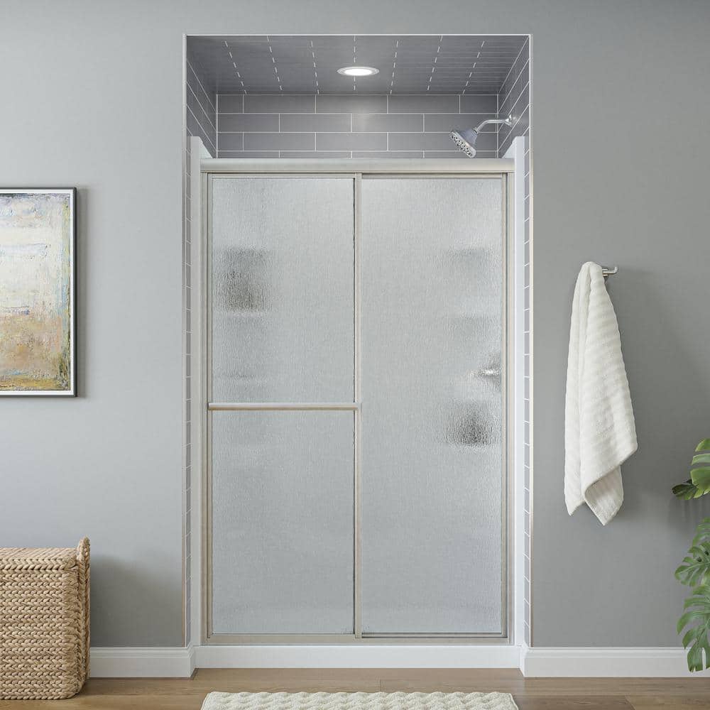 Sterling 48" x 70" Silver Framed Sliding Shower Door