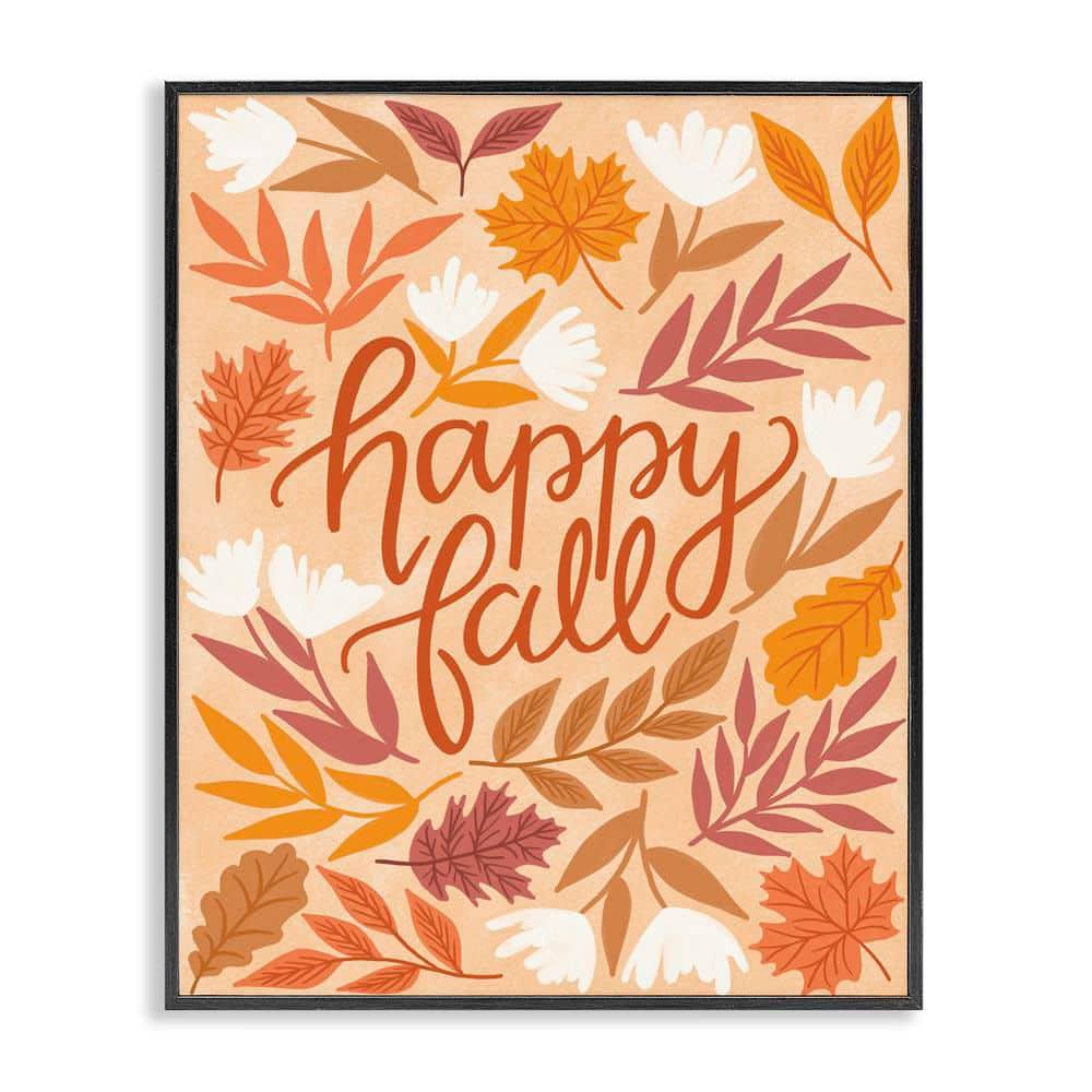 Happy Fall on Leaves by Taylor Shannon Designs Black Framed Nature Giclee Art Print 14 in. x 11 in. price history on PriceWatchPro