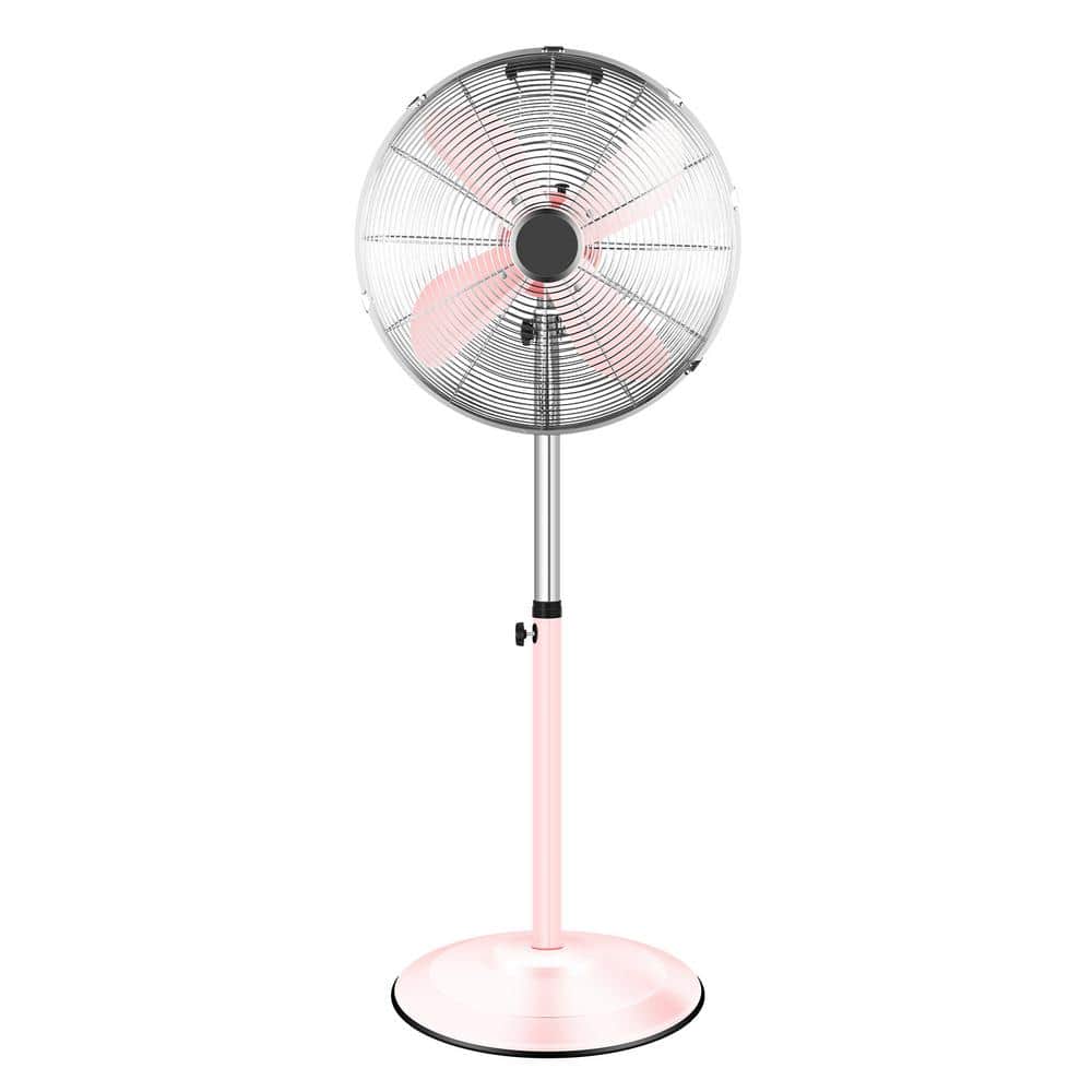 16 in. 3 Fan Speeds Pedistal Fan in Pink with Adjustable Heights