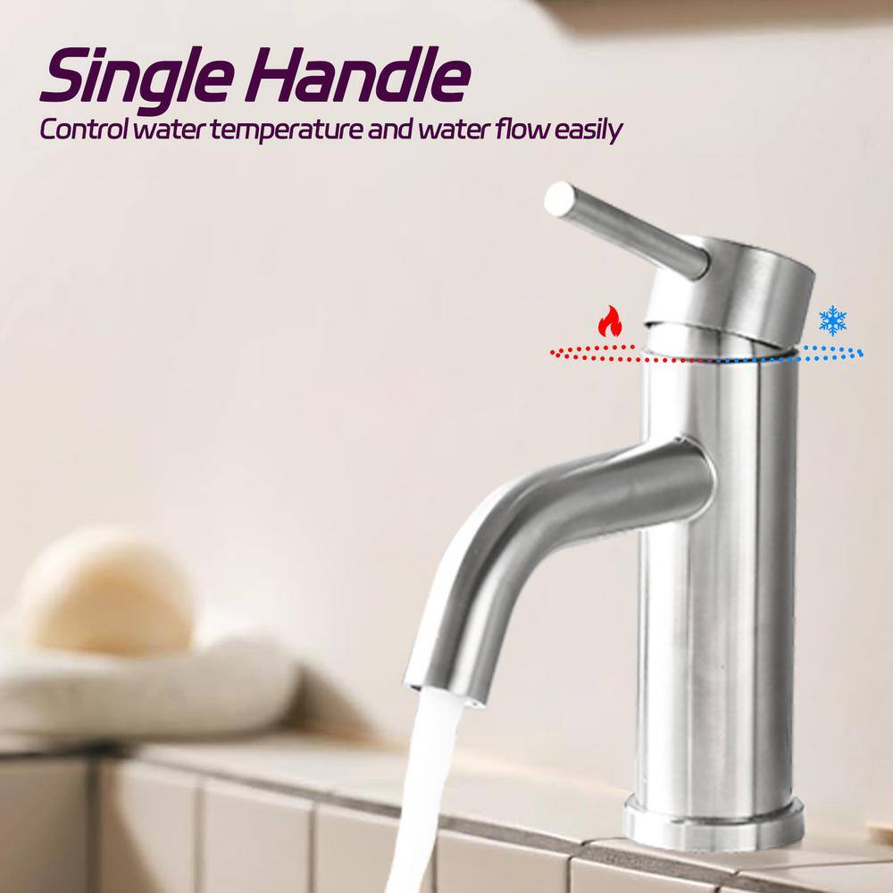 Brushed Nickel Stainless Steel Single Handle Bathroom Faucet