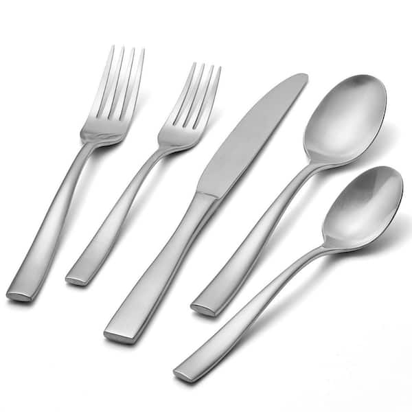 40-Piece Silver Matte Stainless Steel Flatware Set with Forks, Knives, Spoons (Service for 8), Dishwasher Safe
