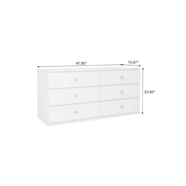 AndMakers White Titanium 6-Drawer 47 in. Wide Chest of Drawers PWS