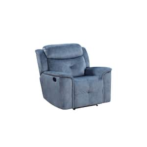 40 in. H Blue Fabric Upholstered Recliner Chair with Tufted Details
